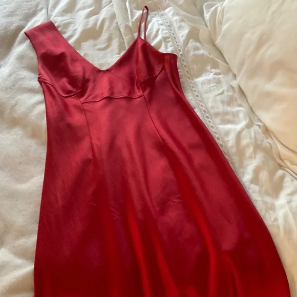 Alexander Wang T T by Alexander Wang red midi slip dress in Cherry red - Picture 5 of 9